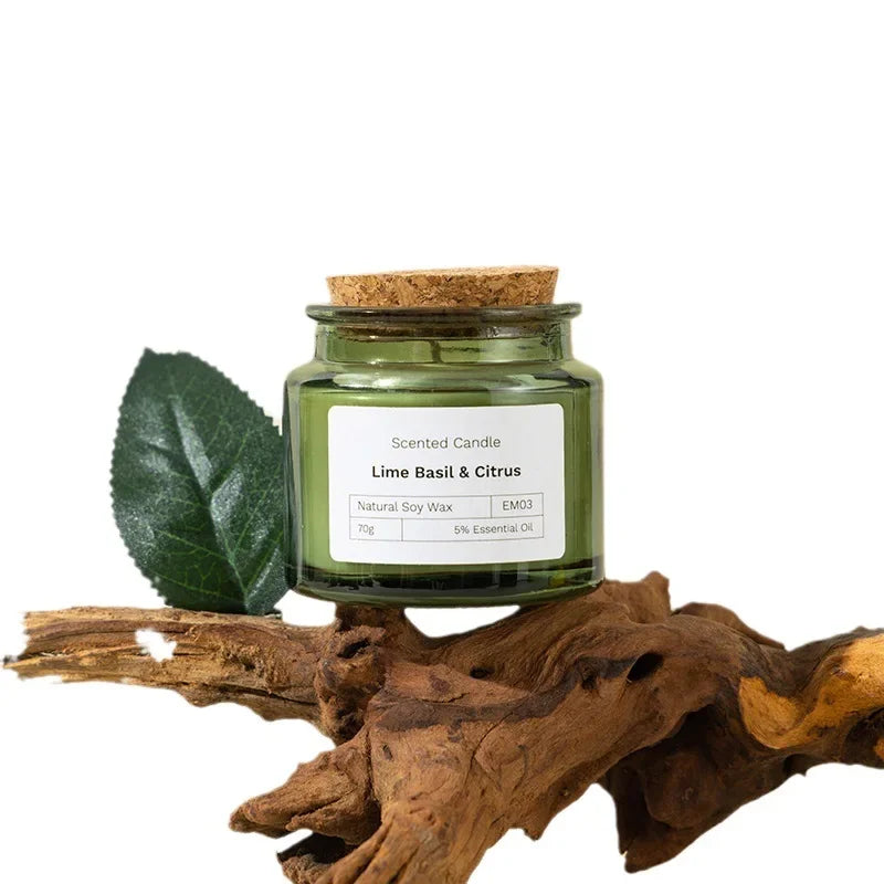 Green Soybean Wax Aromatherapy Candle – Smokeless Glass Cup
