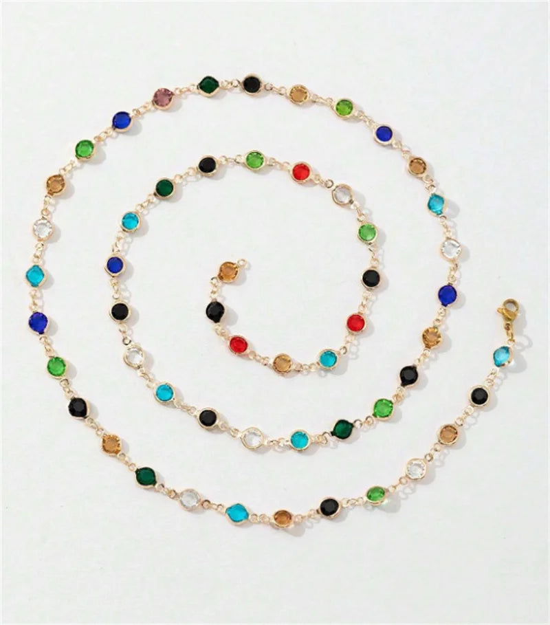 Boho Glass Bead Y-Necklace – Colorful Long Chain for Summer & Festivals
