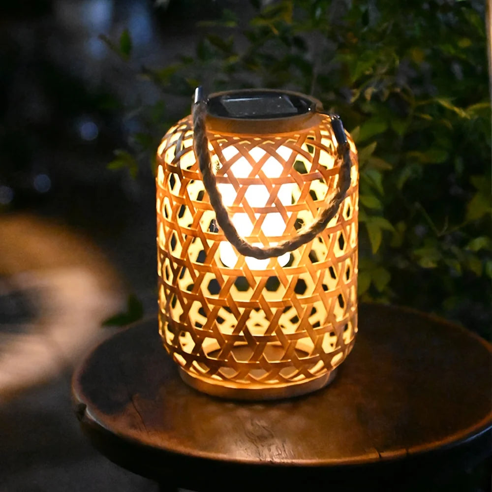 Solar Rattan Lantern – Waterproof & Rechargeable