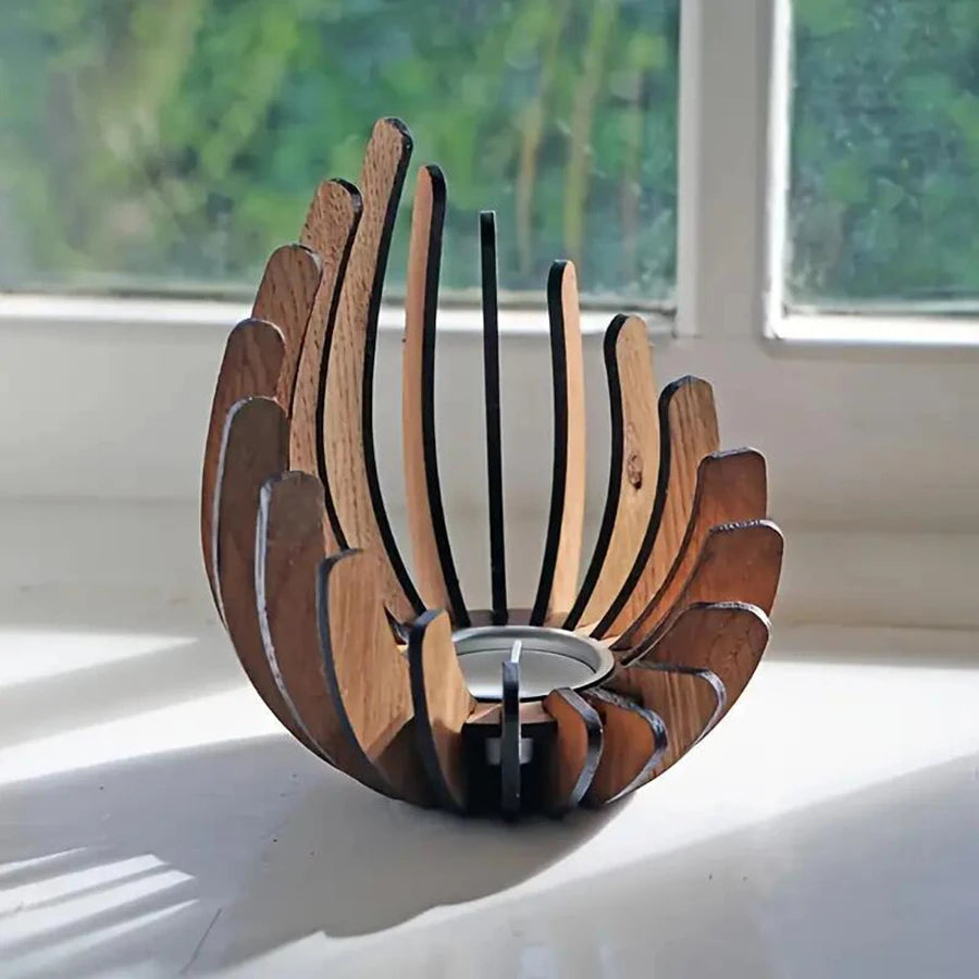 Handmade Wood Tea Light Holder - Natural Candle