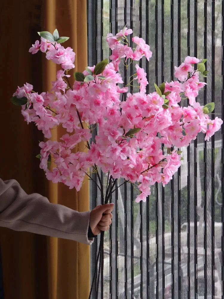 Artificial Cherry Blossom Branch – Soft Floral Decor for Living Room or Wedding