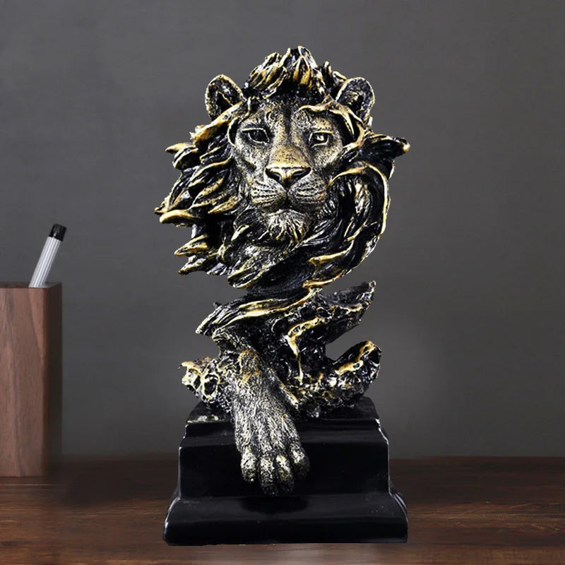 Aesthetic Nordic Resin Lion Statue – Vintage Luxury Home Decor