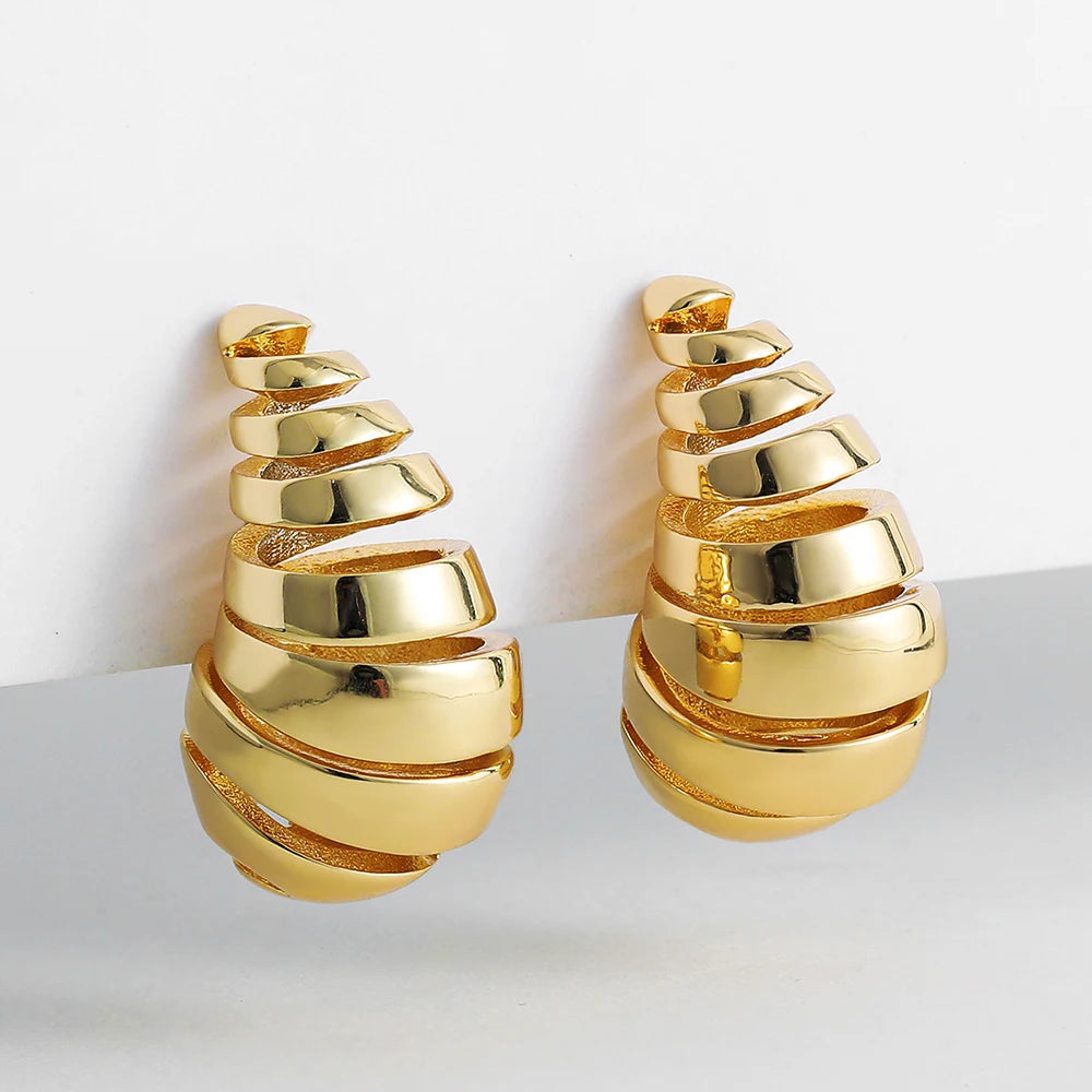 Gold Chunky Dome Drop Earrings – Bold Teardrop Statement Jewelry for Women