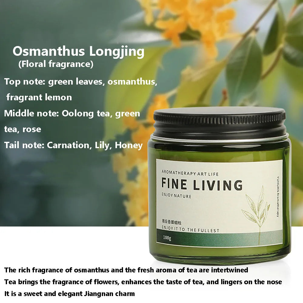 Green Glass Aromatherapy Candle  (White Tea, Velvet Rose, Coconut & More)