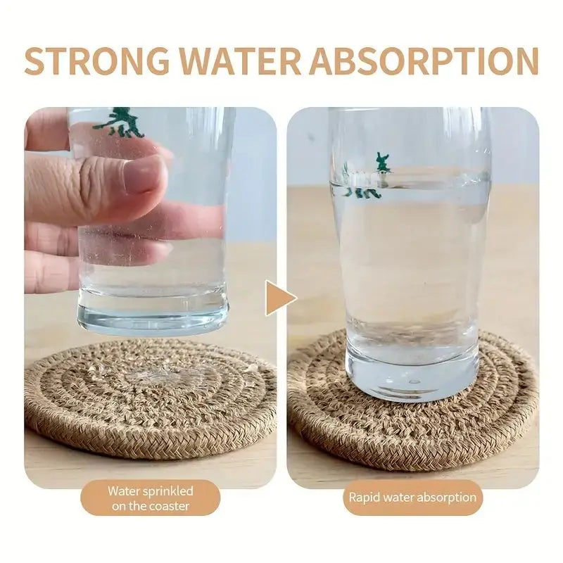 8-Piece Boho Cotton Drink Coasters – With or Without Holder