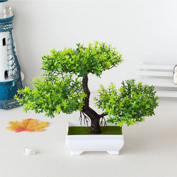 Mini Potted Artificial Bonsai Tree – Zen Tabletop Plant for Home or Office Decor